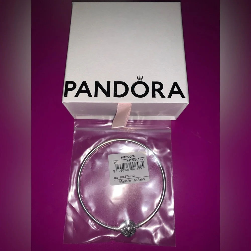 Pandora Silver Bangle with Signature Clasp - Picture 4 of 6